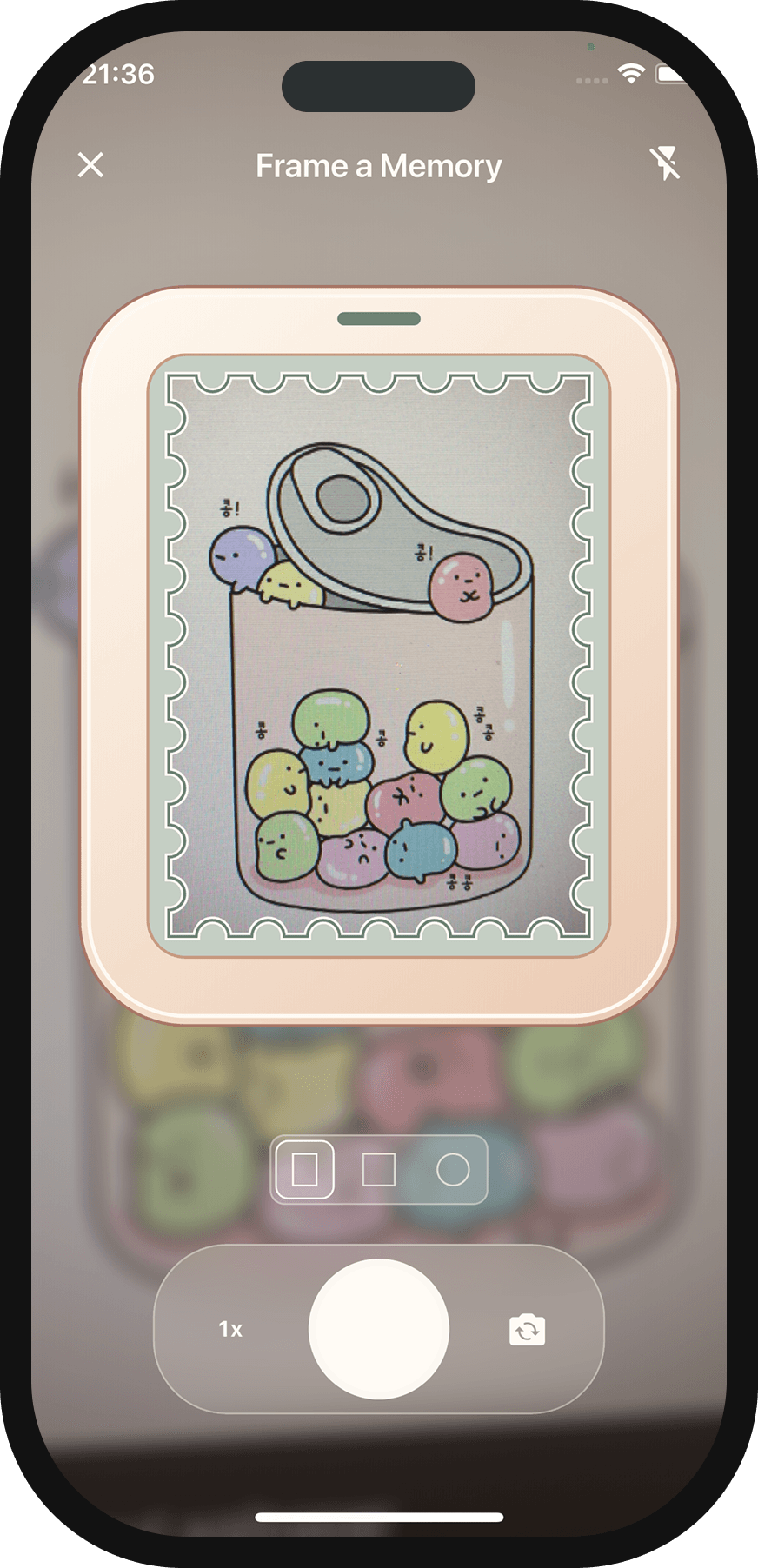 Keeps stamp camera interface on a phone